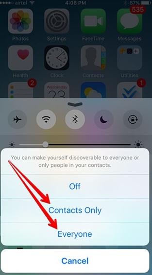 AirDrop On And Manage It In iOS 11