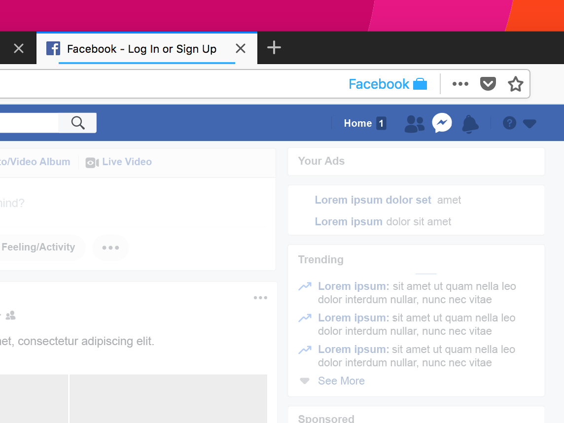 Blue-Colored Facebook Tab - The Facebook Container Extension